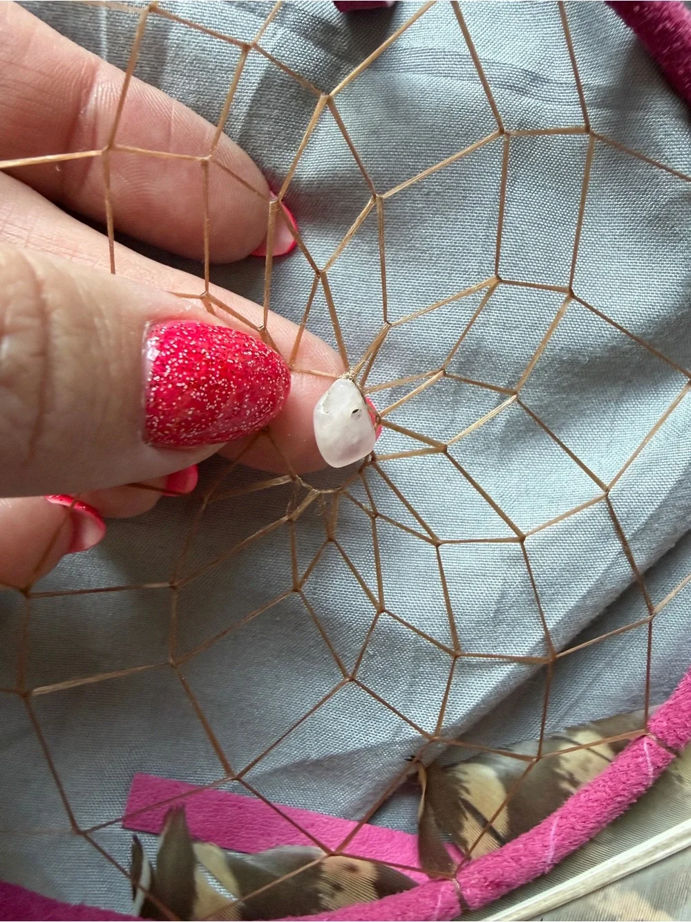 Dreamcatcher with Burgundy Hoop and Feathers